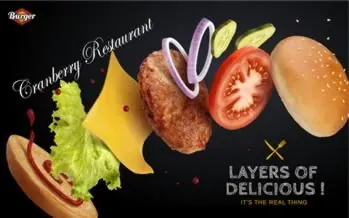 طراحی قدیمی منوی برگر شب‌فود
